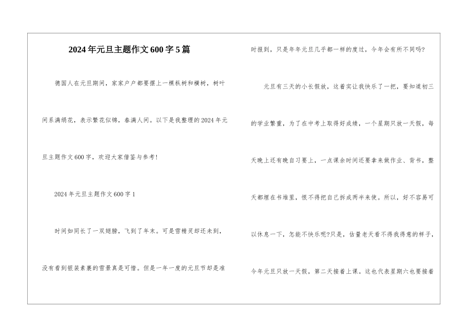 2024年元旦主题作文600字5篇_第1页