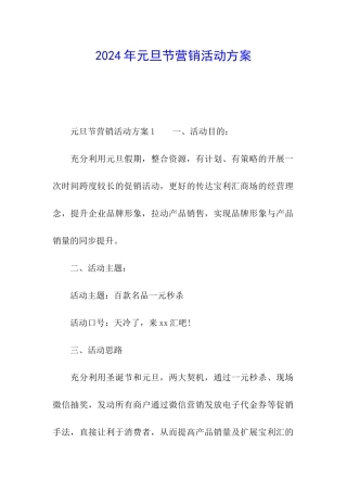 2024年元旦节营销活动方案