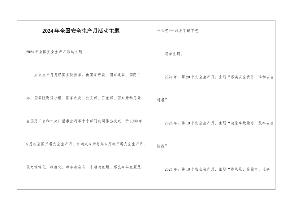 2024年全国安全生产月活动主题_第1页