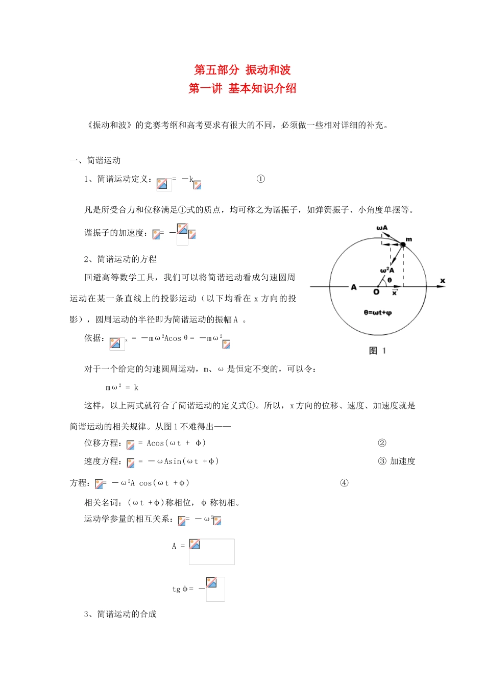 高中物理竞赛 第5部分《振动和波》教案 新人教版_第1页