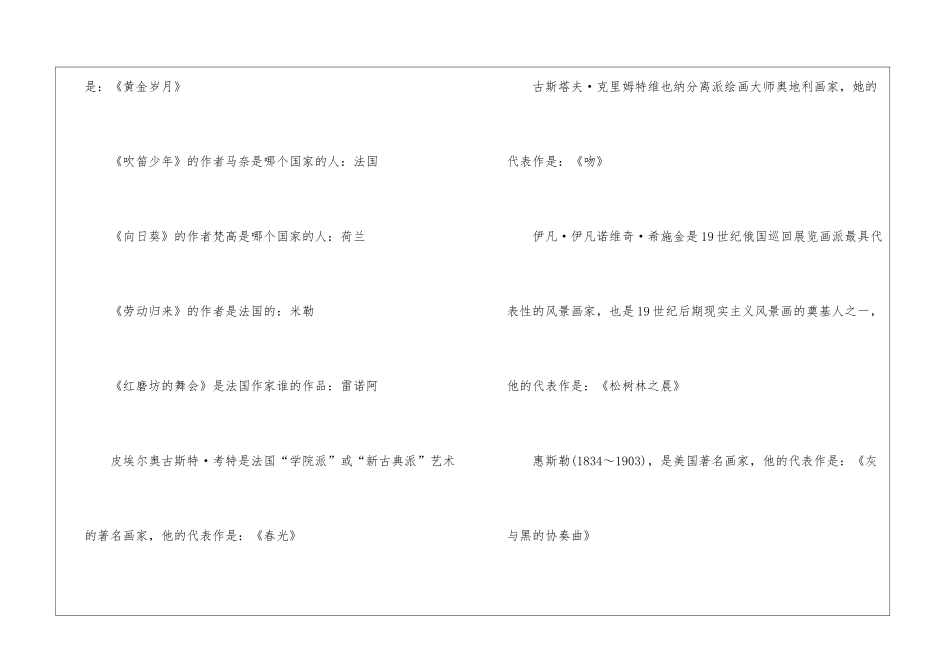 2024年公务员行测考试世界名画常识_第3页