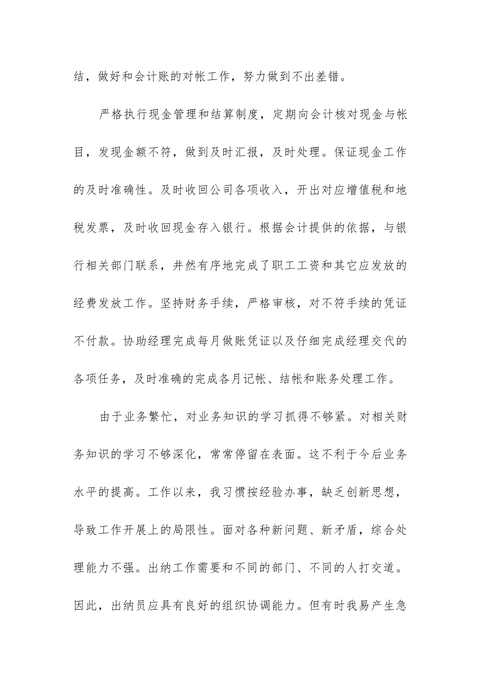 2024年公司出纳个人工作总结_第3页