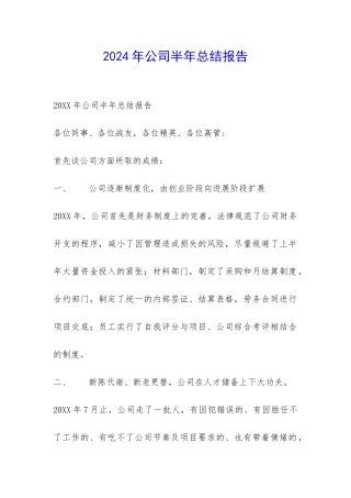 2024年公司半年总结报告-