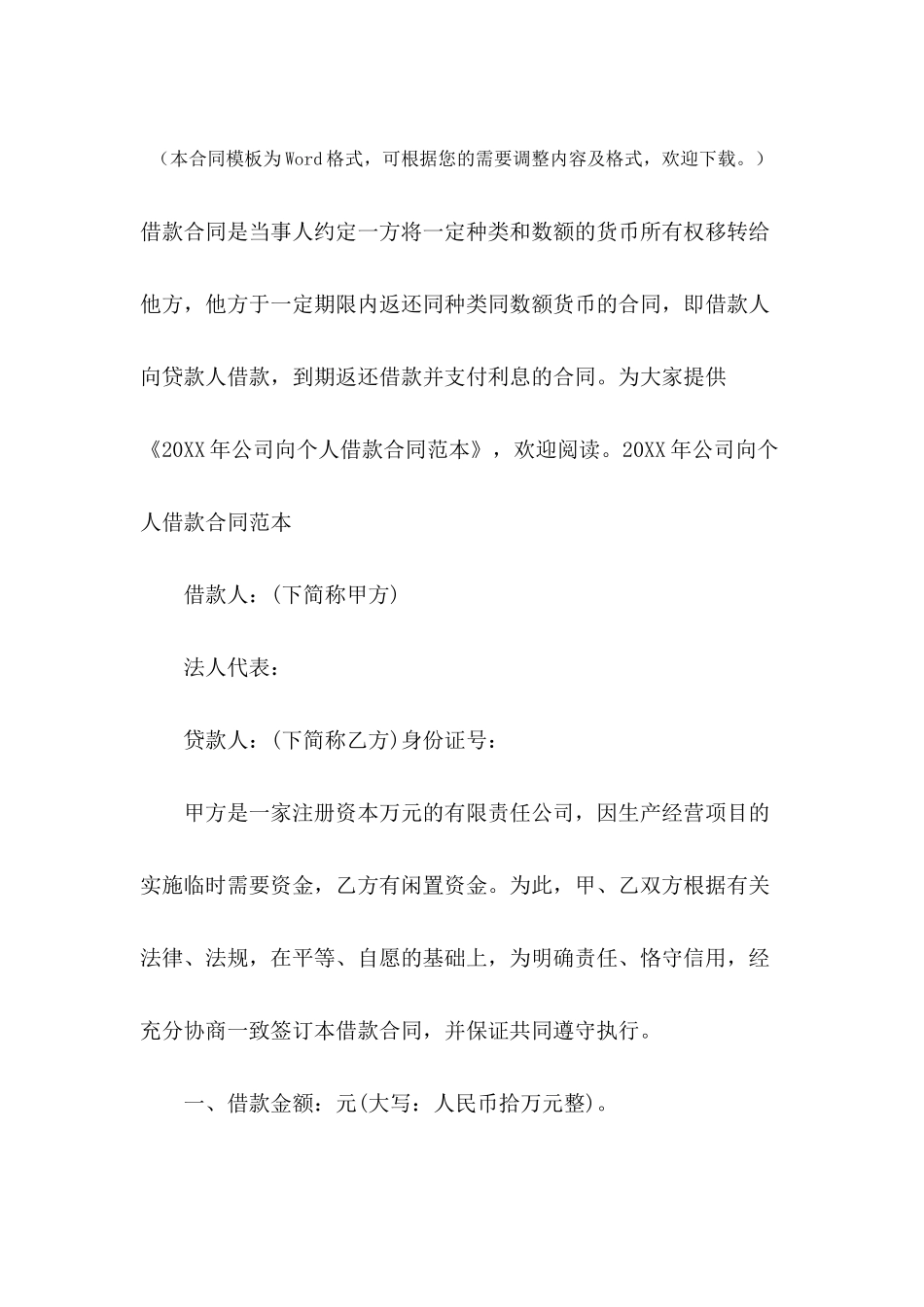 2024年公司向个人借款合同范本_第2页