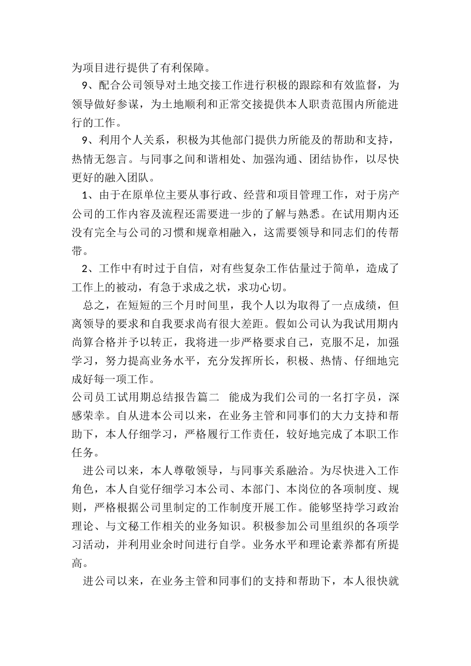 2024年公司员工试用期总结报告_第2页