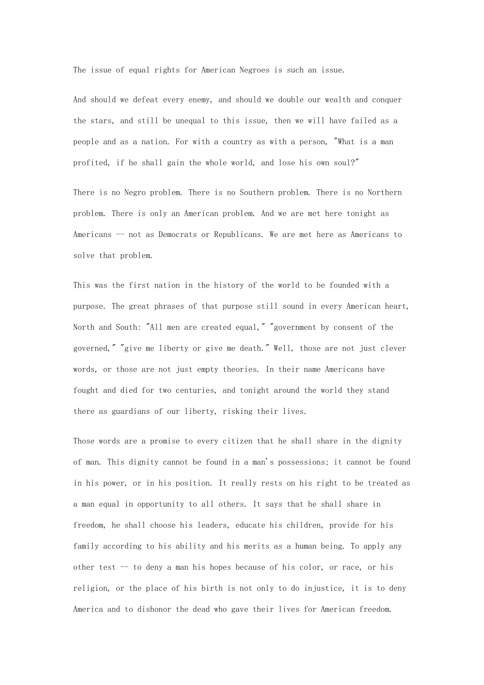 高中英语 50篇经典英文演讲素材 12 Lyndon Baines Johnson：We Shall Overcome-人教版高中全册英语素材_第2页