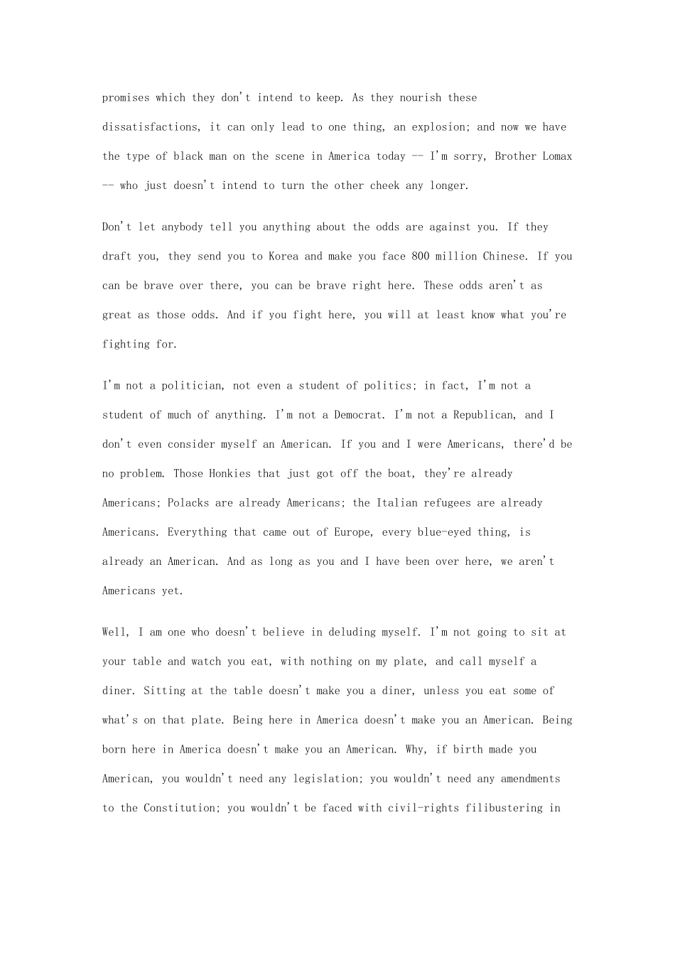 高中英语 50篇经典英文演讲素材 14 Malcolm X：The Ballot or the Bullet-人教版高中全册英语素材_第3页