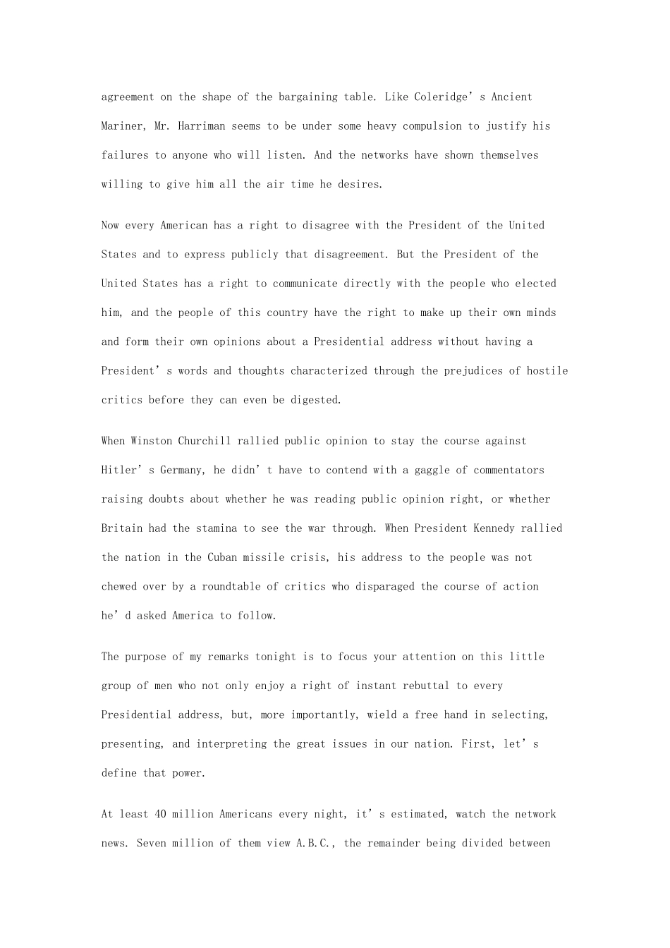 高中英语 50篇经典英文演讲素材 16 Spiro Theodore Agnew：Television News Coverage-人教版高中全册英语素材_第3页