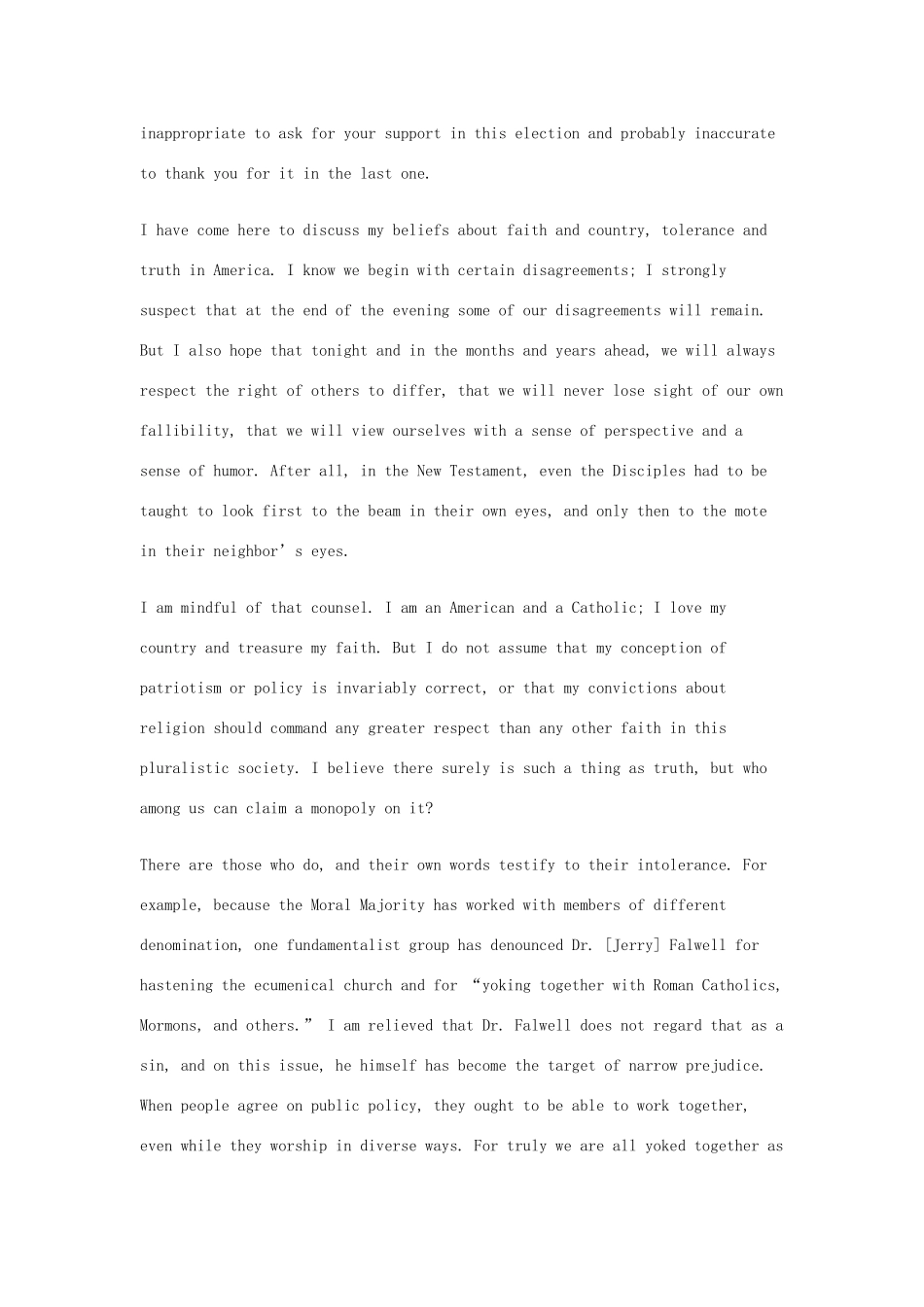 高中英语 50篇经典英文演讲素材 20 Edward M. Kennedy：Truth and Tolerance in America-人教版高中全册英语素材_第2页