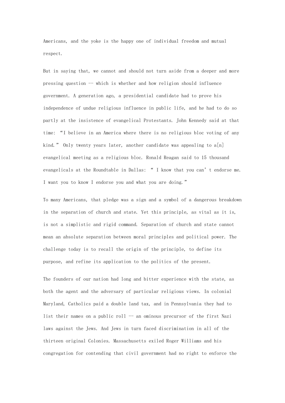 高中英语 50篇经典英文演讲素材 20 Edward M. Kennedy：Truth and Tolerance in America-人教版高中全册英语素材_第3页