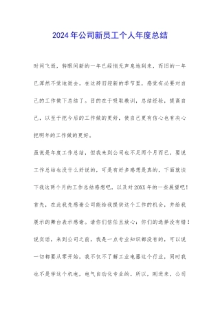 2024年公司新员工个人年度总结-