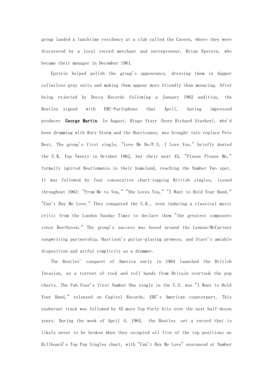 高中英语 Module 4《Music》The Beatles-文字素材3 外研版选修6_第2页