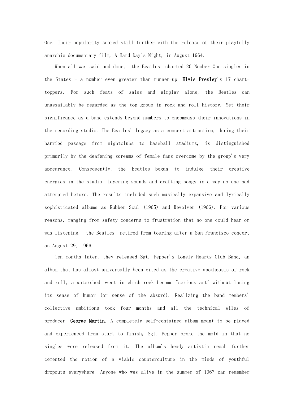 高中英语 Module 4《Music》The Beatles-文字素材3 外研版选修6_第3页