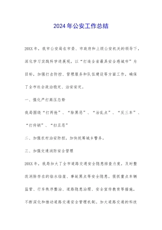 2024年公安工作总结-