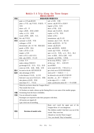 高中英语 Module 5 A Trip Along the Three Gorges单元学案 外研版必修4