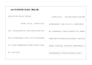 2024年内科护理工作总结