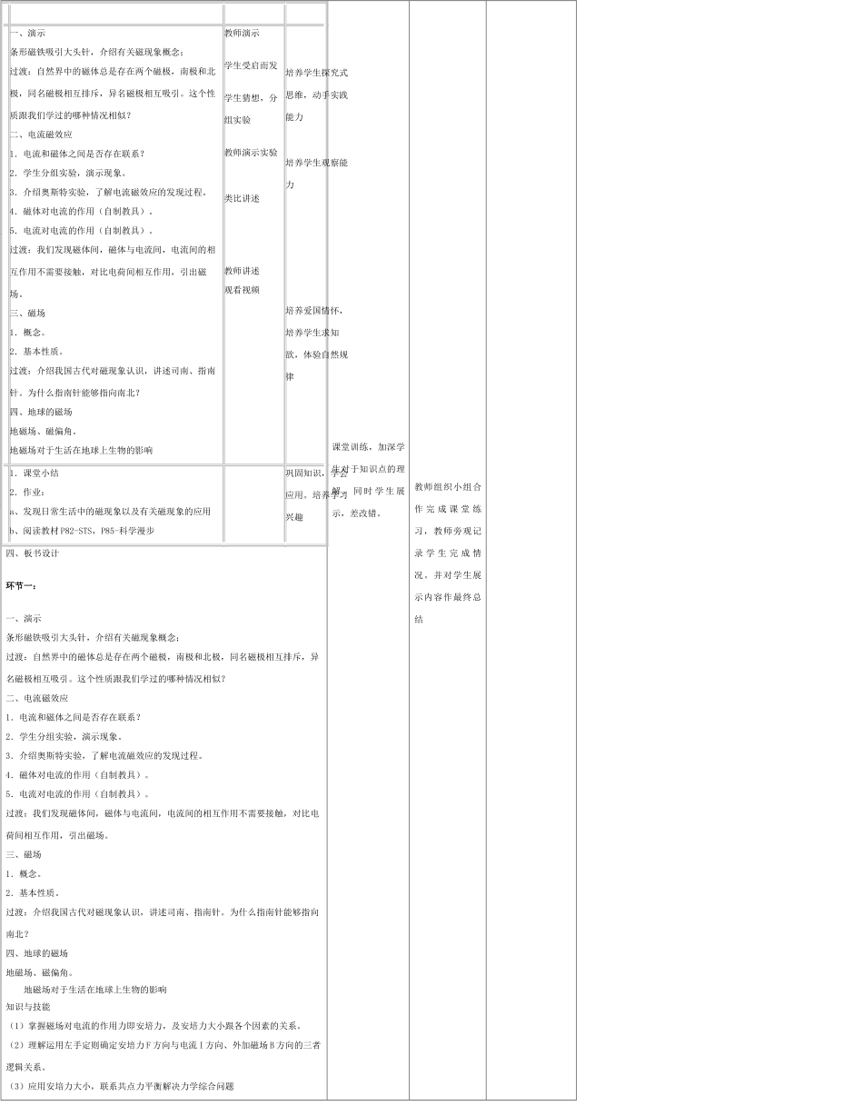高中物理上学期第十周 磁现象 磁场教学设计-人教版高中全册物理教案_第2页
