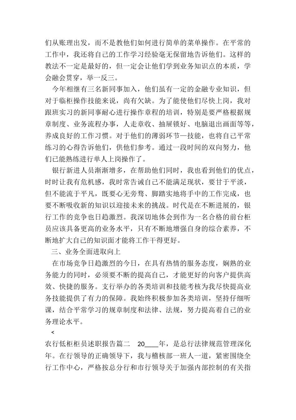 2024年农行低柜柜员述职报告_第2页