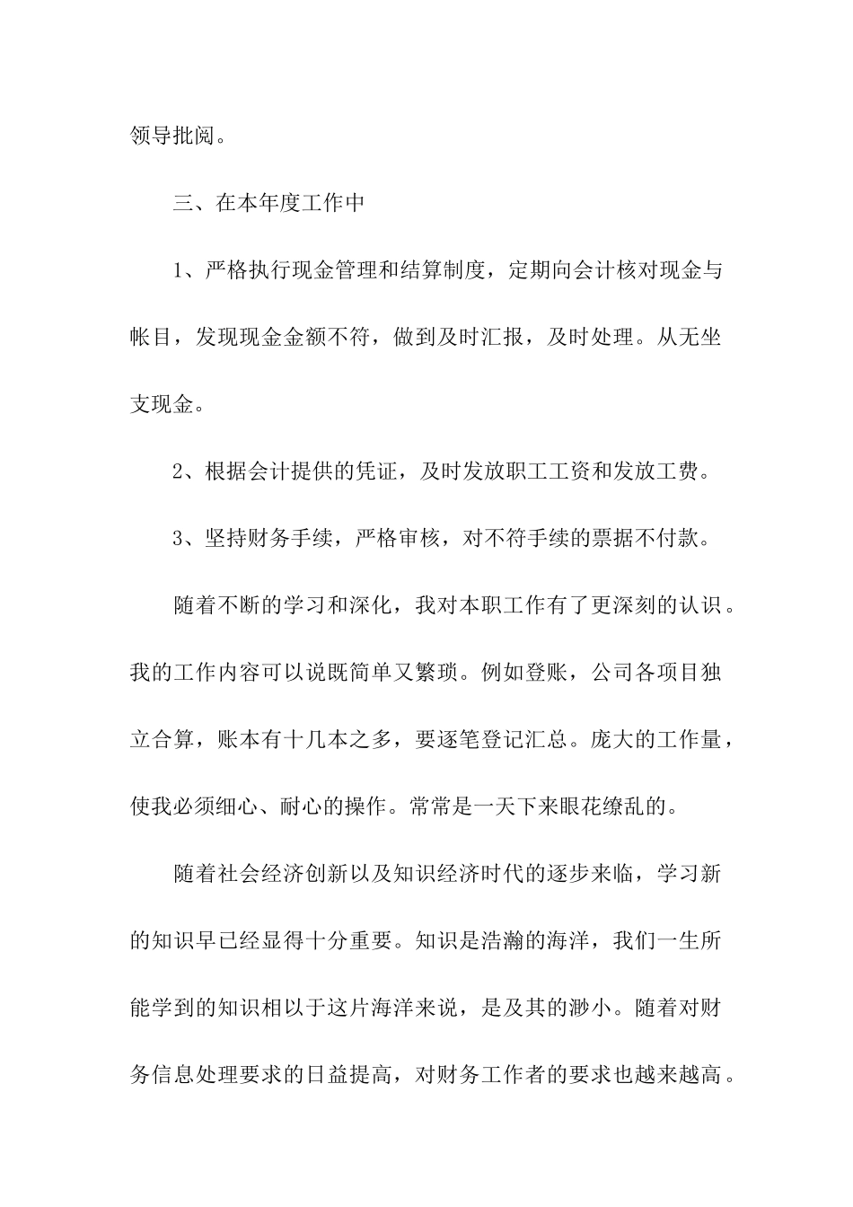 2024年出纳员工个人工作总结_第2页