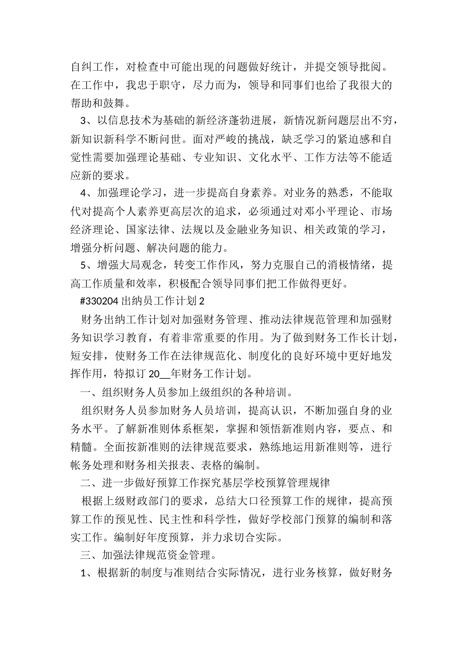 2024年出纳员年度工作计划4篇_第2页