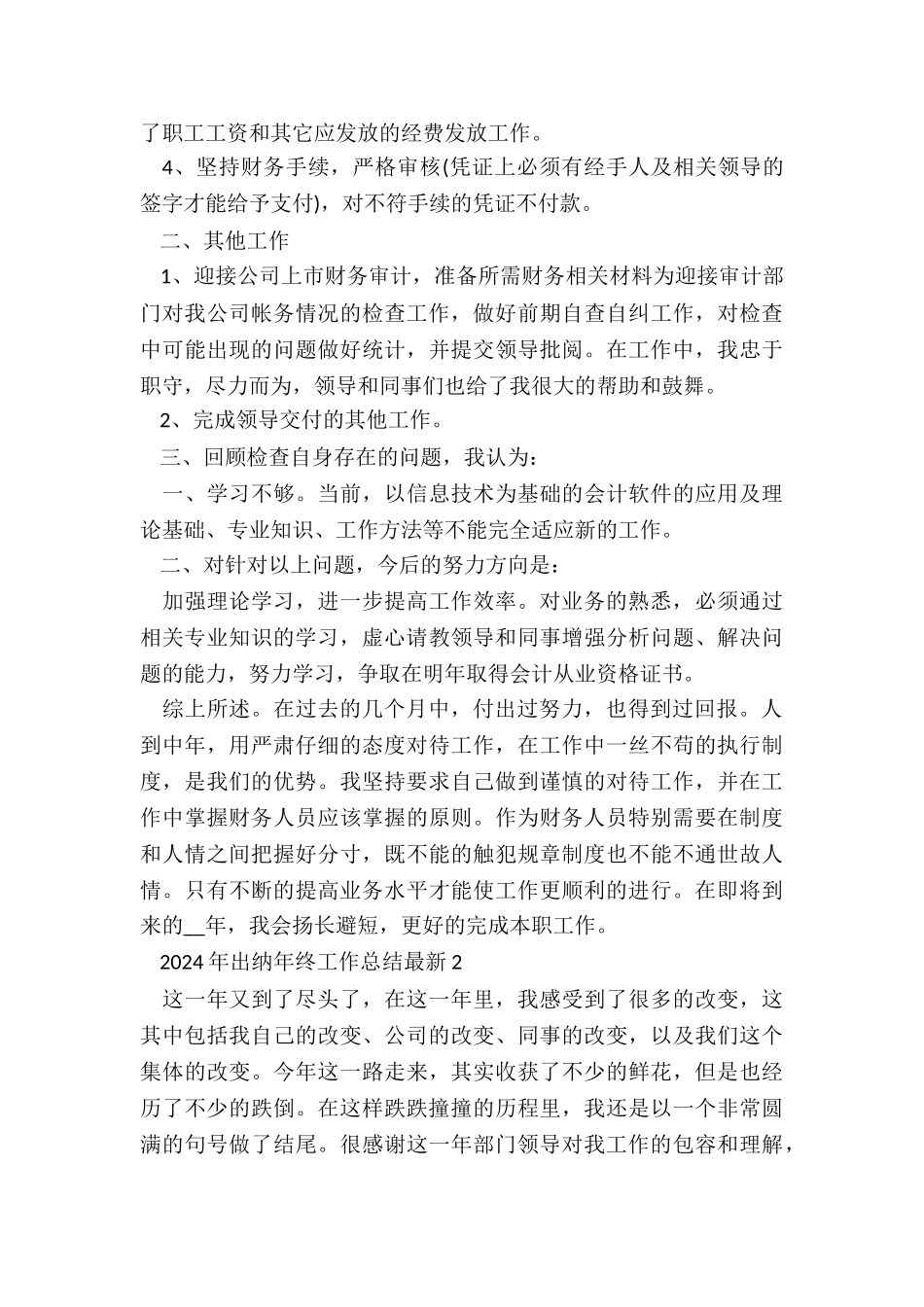 2024年出纳年终工作总结最新7篇_第2页