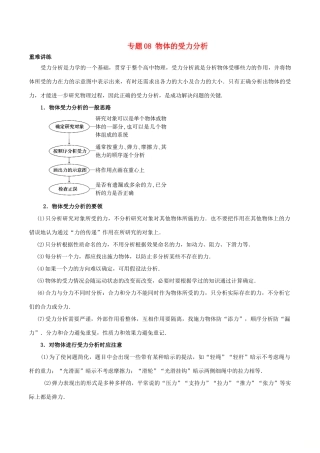 高中物理同步重难讲练之相互作用 专题08 物体的受力分析学案 新人教版必修1-新人教版高一必修1物理学案