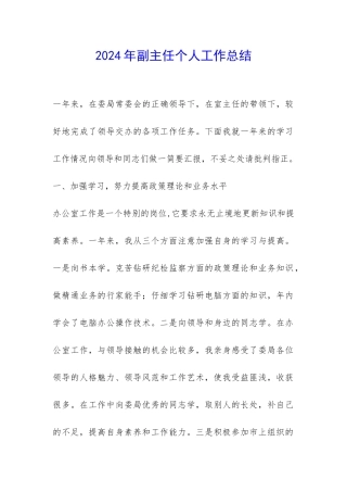 2024年副主任个人工作总结-