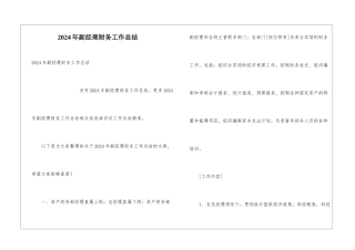 2024年副经理财务工作总结
