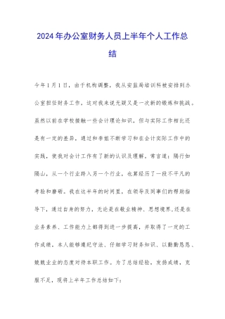 2024年办公室财务人员上半年个人工作总结-