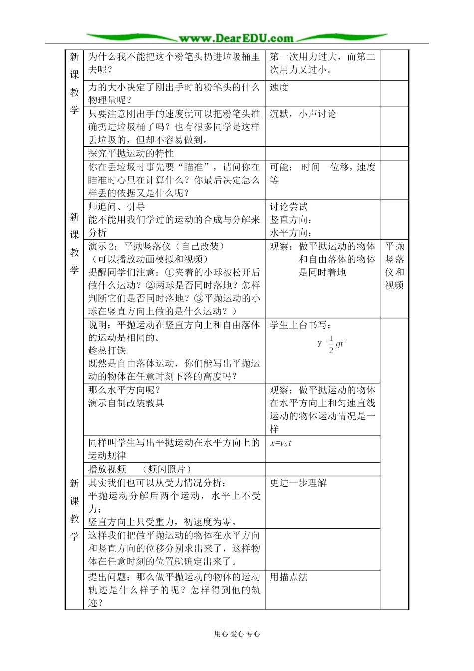 高中物理平抛运动教案 鲁科版 必修2_第3页