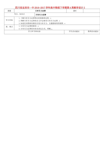 高中物理下学期第4周教学设计2-人教版高中全册物理教案