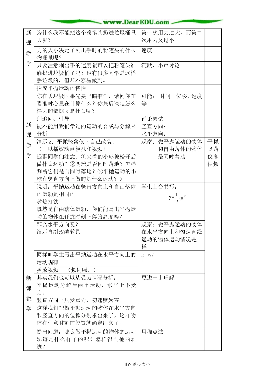 高中物理平抛运动教案 粤教版 必修2_第3页