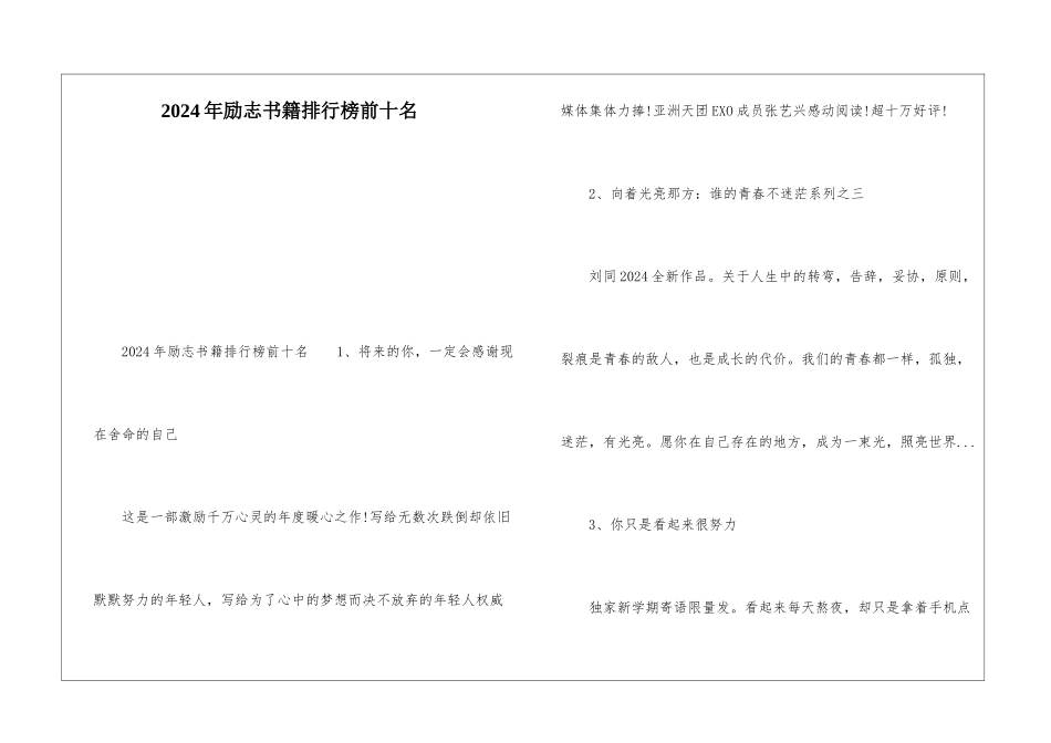 2024年励志书籍排行榜前十名_第1页