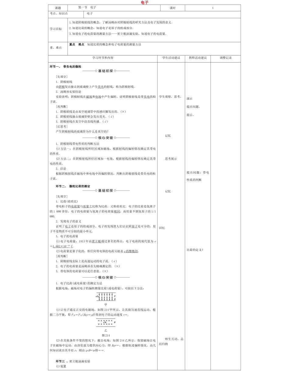 高中物理下学期第12周 电子教学设计-人教版高中全册物理教案_第1页