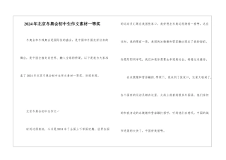 2024年北京冬奥会初中生作文素材一等奖