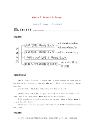 高中英语 Module 6 Animals in Danger Section Ⅱ Grammar—复习定语从句学案（含解析）外研版必修5-外研版高二必修5英语学案