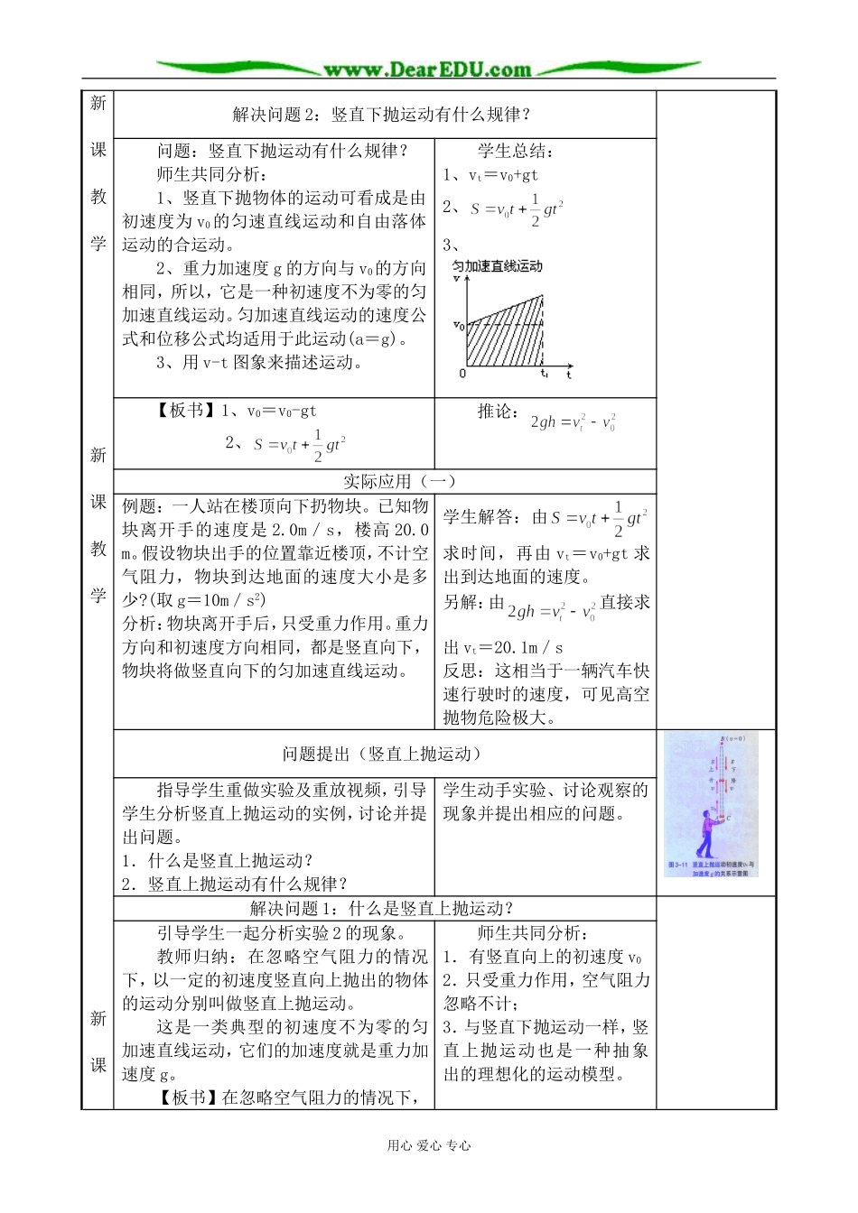 高中物理竖直方向上的抛体运动教案 鲁科版 必修2_第3页