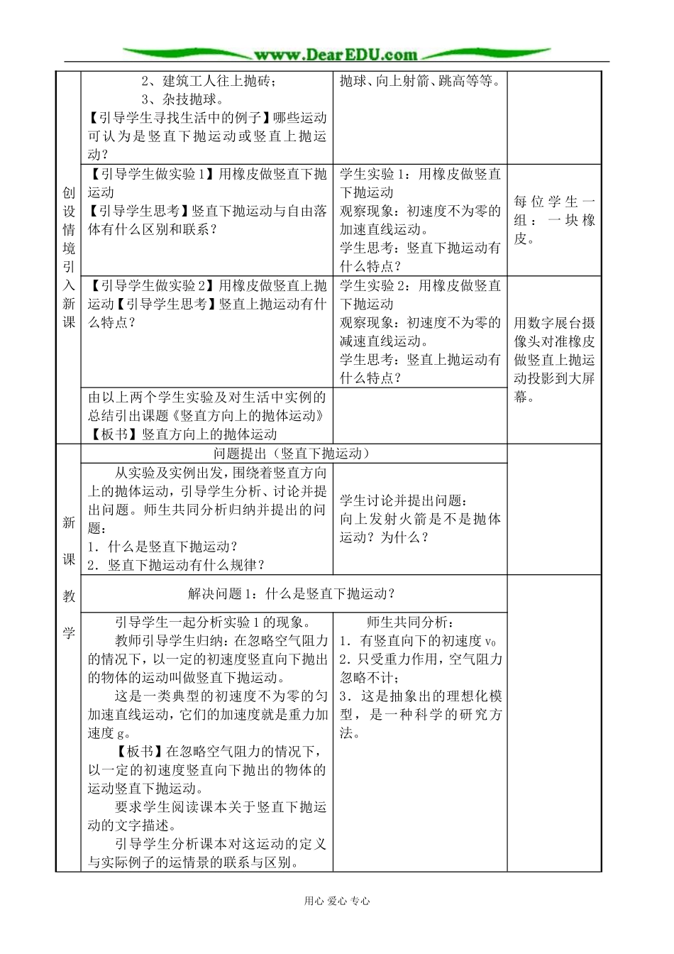 高中物理竖直方向上的抛体运动教案 粤教版 必修2_第2页