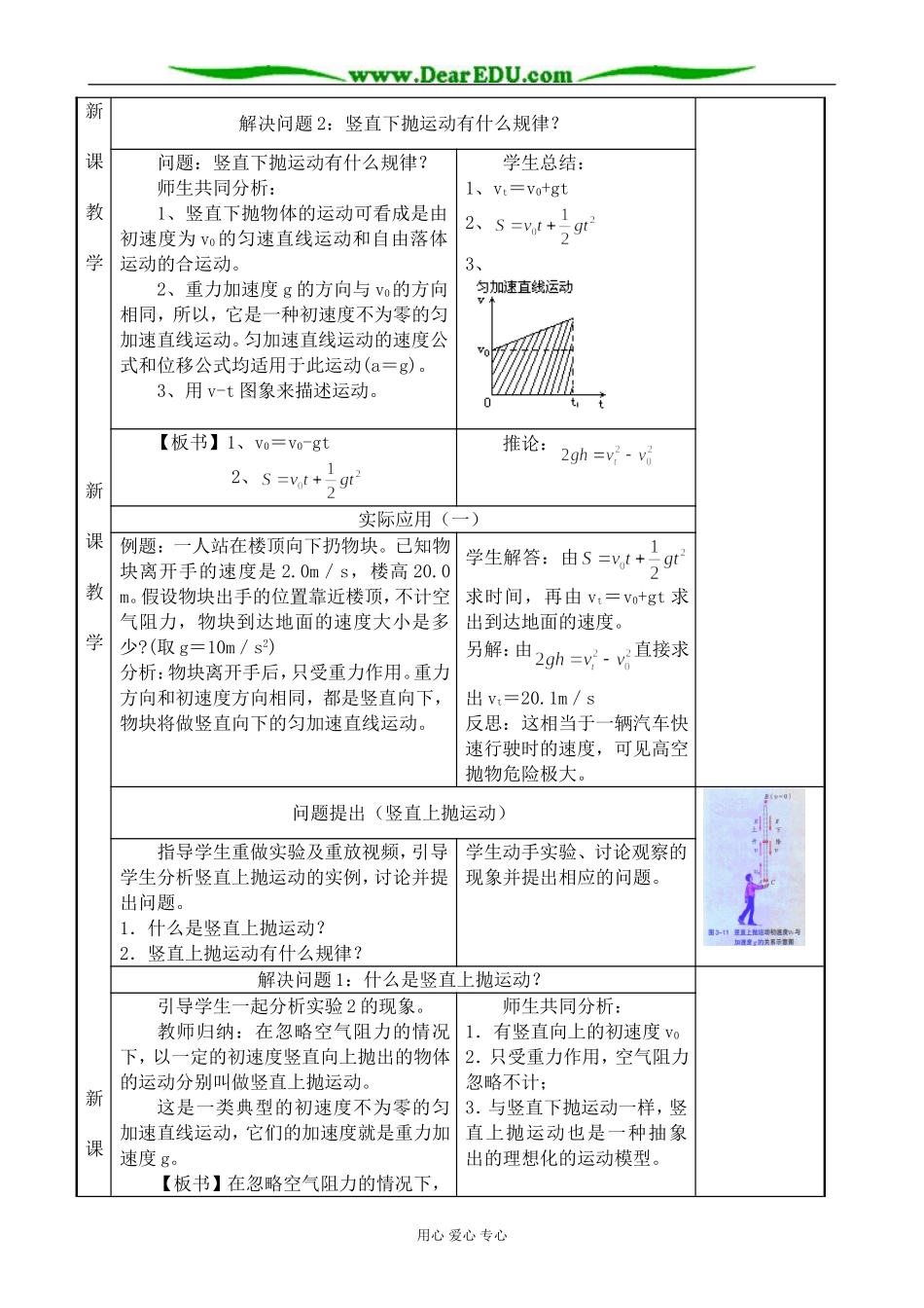 高中物理竖直方向上的抛体运动教案 粤教版 必修2_第3页