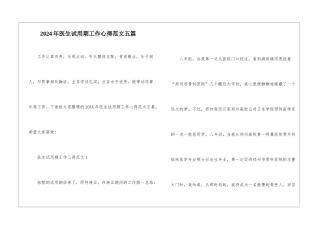 2024年医生试用期工作心得范文五篇