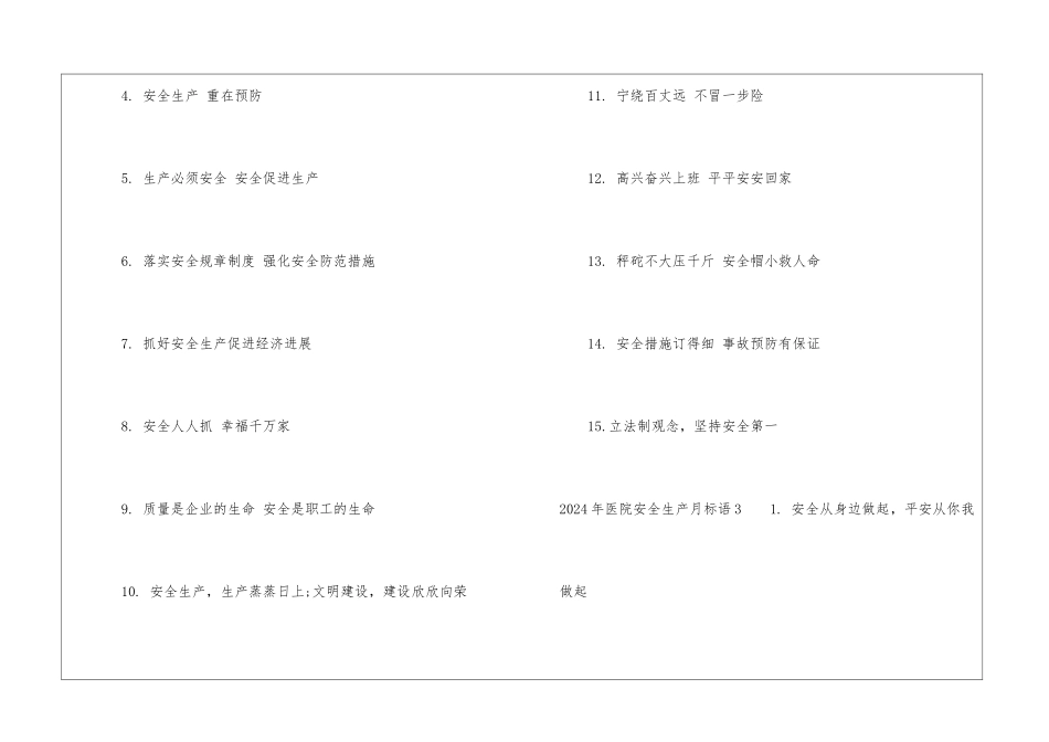 2024年医院安全生产月标语_第3页