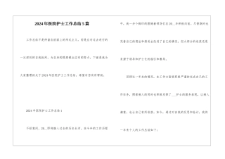 2024年医院护士工作总结5篇