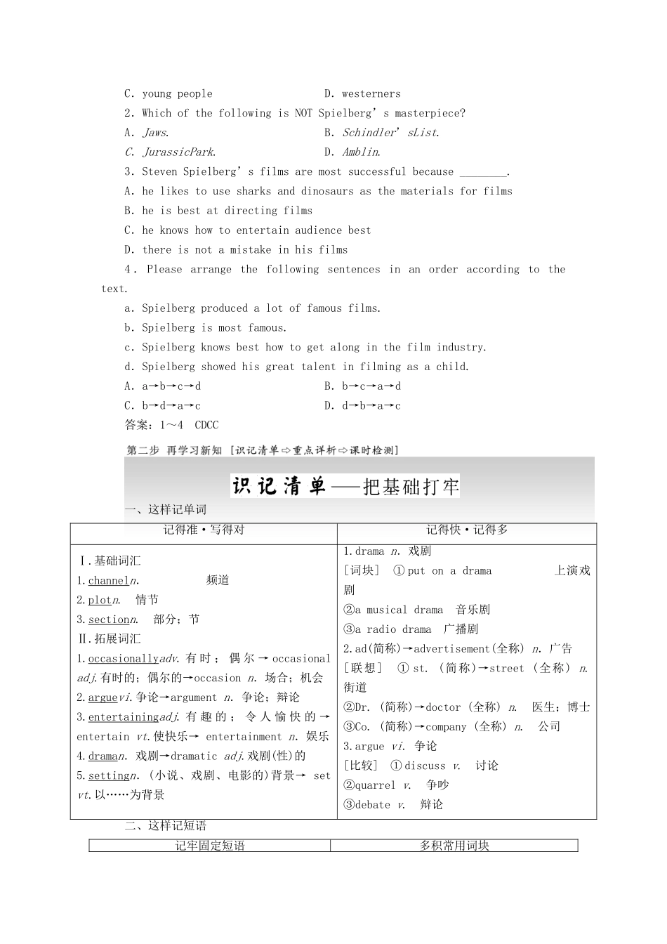 高中英语 Module 6 Films and TV ProgrammesSection Ⅳ Other Parts of the Module教学案 外研版必修2-外研版高一必修2英语教学案_第3页