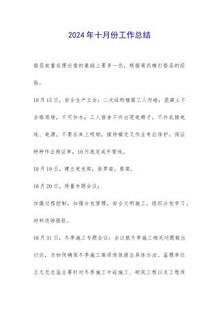 2024年十月份工作总结-