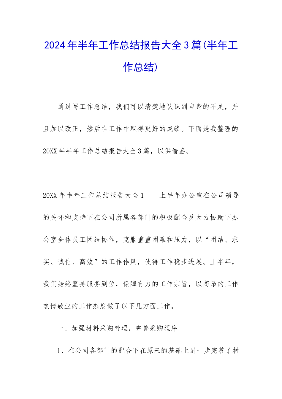 2024年半年工作总结报告大全3篇_第1页