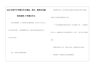 2024年南平中考满分作文精选：责任-奏响生活最美的旋律-中考满分作文