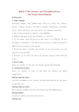 高中英语 Module 6 The Internet and Telecommuniations教案1 外研版必修1-外研版高一必修1英语教案