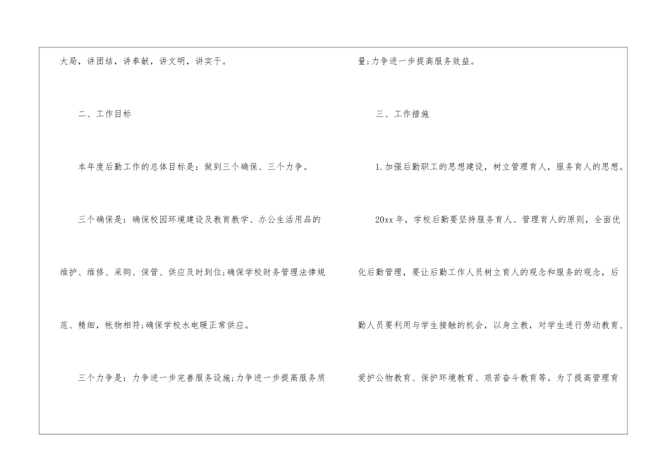 2024年后勤月工作计划书_第2页