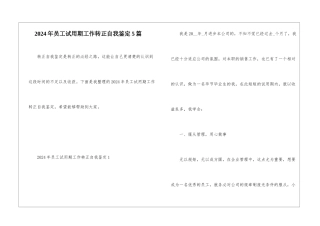 2024年员工试用期工作转正自我鉴定5篇