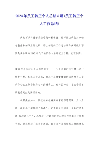 2024年员工转正个人总结6篇